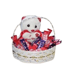 Beloved Basket: chocolates and a teddy bear. Same day online delivery in Karachi. Order now!