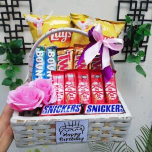 Same day delivery for Choco Snack Basket with chocolates and snacks. Perfect for any occasion in Karachi.