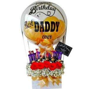 Online delivery Karachi - floral balloon with chocolate and flowers