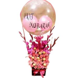 Pink theme floral balloon with same-day online delivery in Karachi