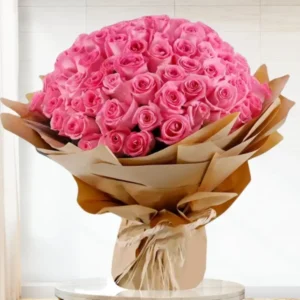 Deluxe pink roses bouquet, send flowers to Karachi with same-day online delivery