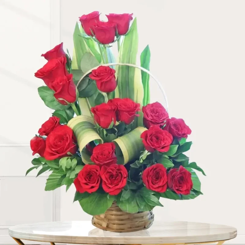 Red Roses In A Basket
