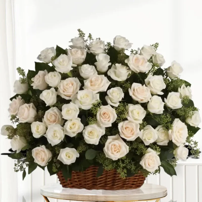White Roses Basket