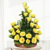 Loving Wishes Basket with fresh yellow roses, perfect for online delivery in Karachi to celebrate happiness and friendship
