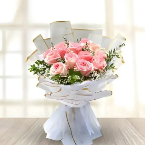 Romantic Pink Fantasy bouquet with free sameday delivery in Karachi and greeting card – perfect gift surprise.