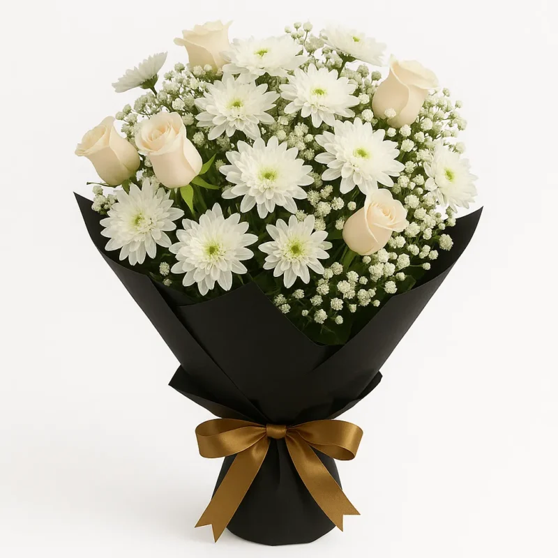 Ethereal Bloom blend of roses and chrysanthemums – a perfect flower gift to send to your loved ones in Karachi.