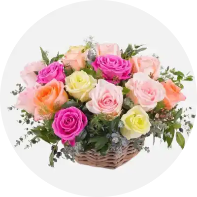 Beautiful flower baskets, delivered in Karachi, featuring a mix of fresh blooms, perfect for celebrating any occasion or brightening someone's day with elegance.