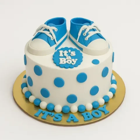 It’s a Boy baby shower cake with blue theme, perfect for baby celebrations and available for online cakes delivery in Karachi