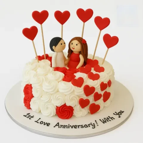 Celebrate your first anniversary with Love in Layers cake, available for online delivery in Karachi with free delivery.