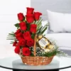 Roses & Rocher – Gift for Mom featuring red roses and Ferrero Rocher chocolates in a basket, perfect for Mother's Day gifting in Karachi.