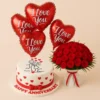 Anniversary Bliss Gift Set with red roses bouquet, 2–3 pound cake, balloons & greeting card with same-day delivery in Karachi.