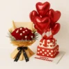 The Perfect Anniversary Gift Set with roses, cake, chocolates & balloons. Send anniversary flowers to Karachi same day.