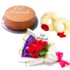 Eid Celebration Treat with chocolate flower bouquet, 1 pair of gajra, and 2 pounds of cake, perfect for Eid gifting in Karachi.