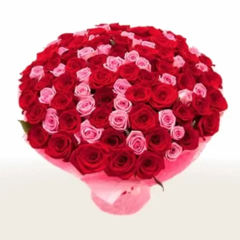 Sweet Mom Bouquet with 100 pink and red roses—perfect Mother's Day gift to send to your mom in Karachi. Elegant and heartfelt flowers.